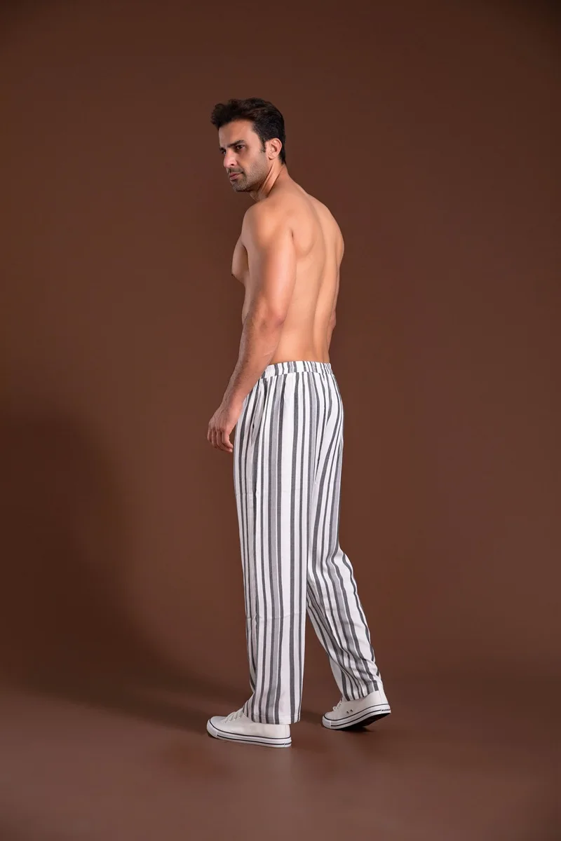 pink silk pajamas Mens Pajama Pants Casual Home Suit Sleep Bottoms Stripe Wear Outside Thin Man Trousers Loose Breathable Big Size Cp Pyjama Pants black pajama pants