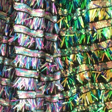 Блестящее лазерное ограждение с кисточками и пайетками, Вышитое кружевом, высококачественное женское платье, материал, ткань ажурное волокно, по двору, 90x130 см