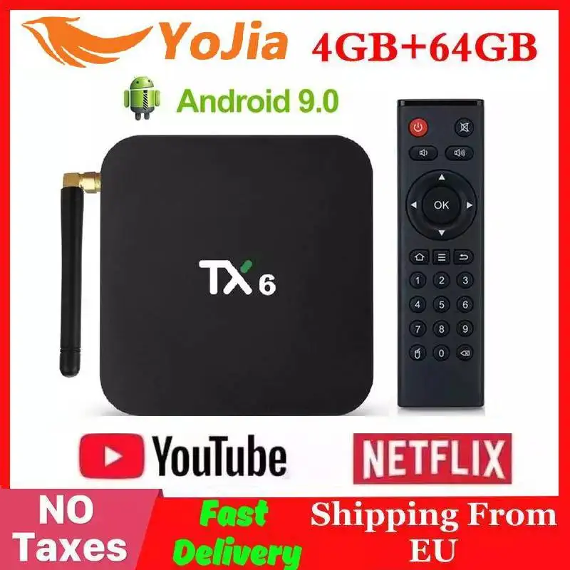 Billige 4GB RAM 64GB ROM TX6 Mini Smart TV Box Android 9,0 Allwinner H6 2GB 4K TX6 media Player Set Top Box 2,4G 5 GHz Dual WiFi BT 4,1