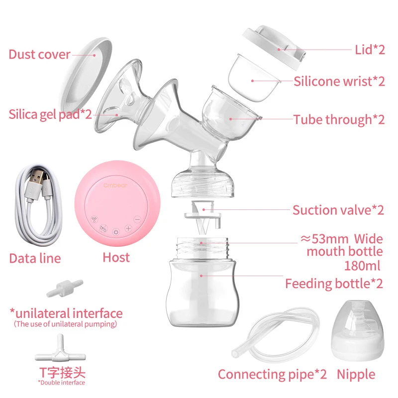 Двойные электрические молокоотсосы с ЖК-дисплеем, автоматический молокоотсос с двумя сосками, массажный насос для кормления, перезаряжаемый бесшумный USB молокоотсос