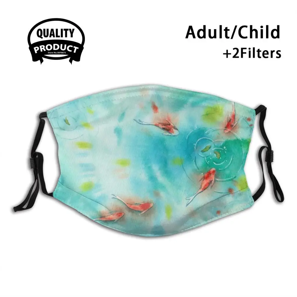 

Wave Anti Dust Face Mask Washable Filter Reusable Washable Goldfish Serene Zen Paints Greeting Koi Carp Fish Animal Water
