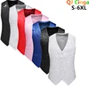 White Rose Sleeveless Waistcoat, Men's Single-breasted V-neck Business Vest, Wedding Party Men Vests Blue Red Black S-5XL 6XL 1