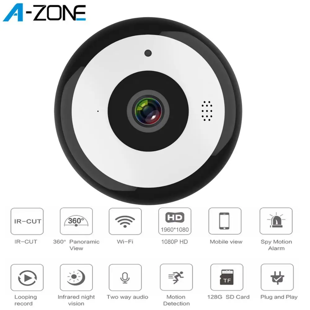 

A-ZONE Mini IP Security Camera 1080P HD IR-Cut Night Vision Two Ways Audio Motion Decetion 2.0MP Home Wifi Surveillance Camera