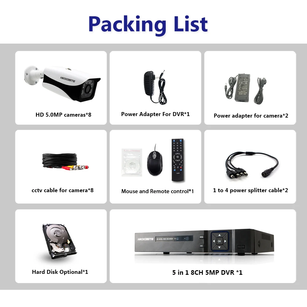  H.265 8 Channel 5MP DVR Kit CCTV Security System 8PCS 5.0MP SONY HD 5 in 1 Camera Room/Street P2P V - 4.00024E+12