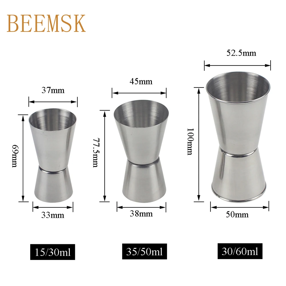 BEEMSK 3 шт./компл. чашка-шейкер из нержавеющей стали для коктейлей мерная чашка