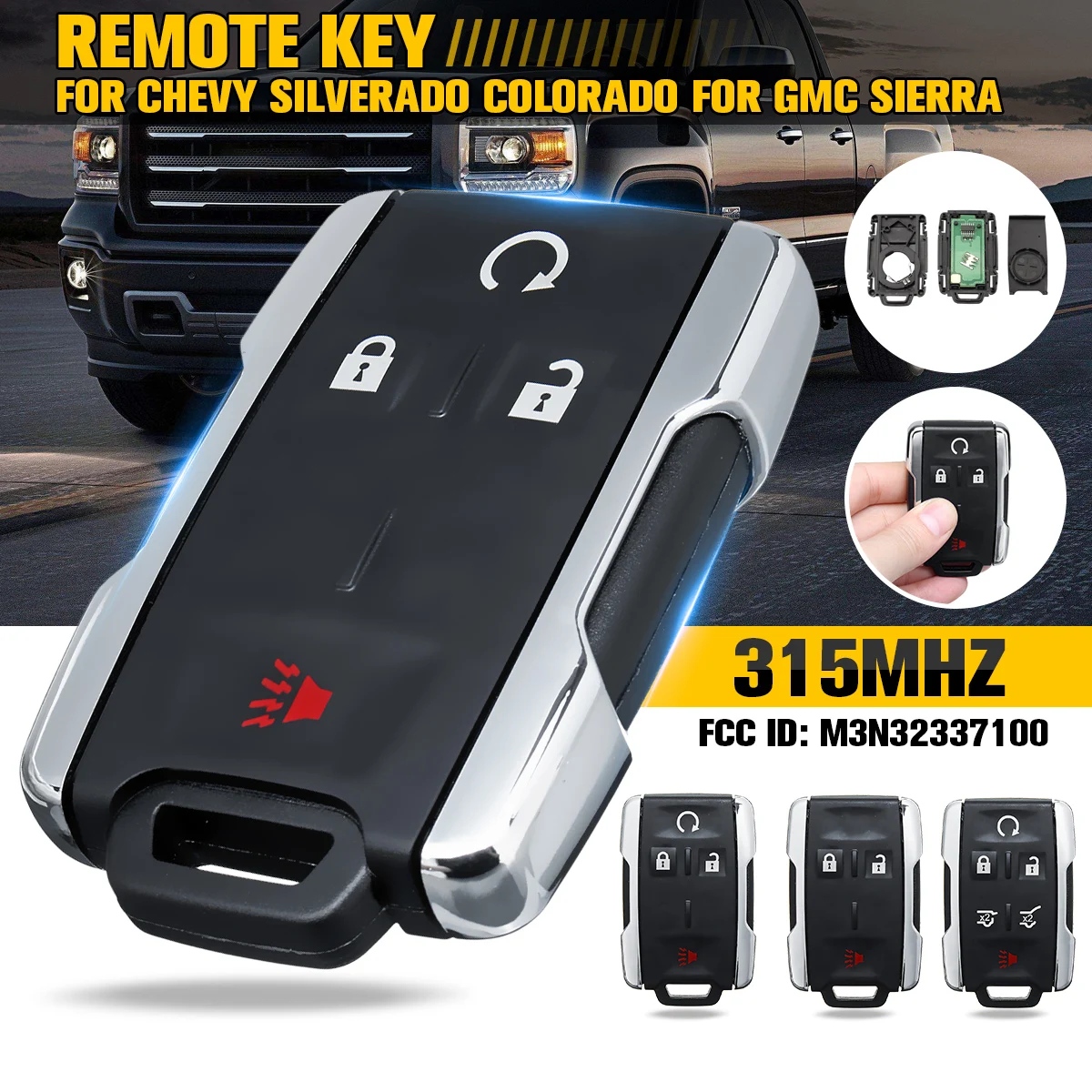 Car Remote Key Fob w/ Battery 3 4 6 Buttons For Chevy Silverado