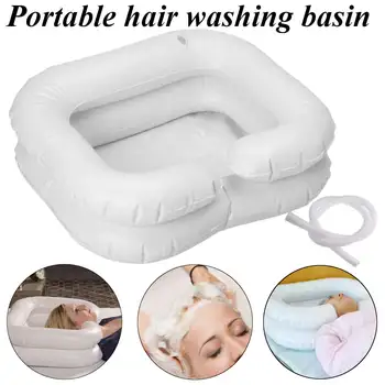 

Inflatable Hair Washing Basin Shampoo Tray Portable Conditioner Disabled In Bed Inflatable PVC With Drain Tube