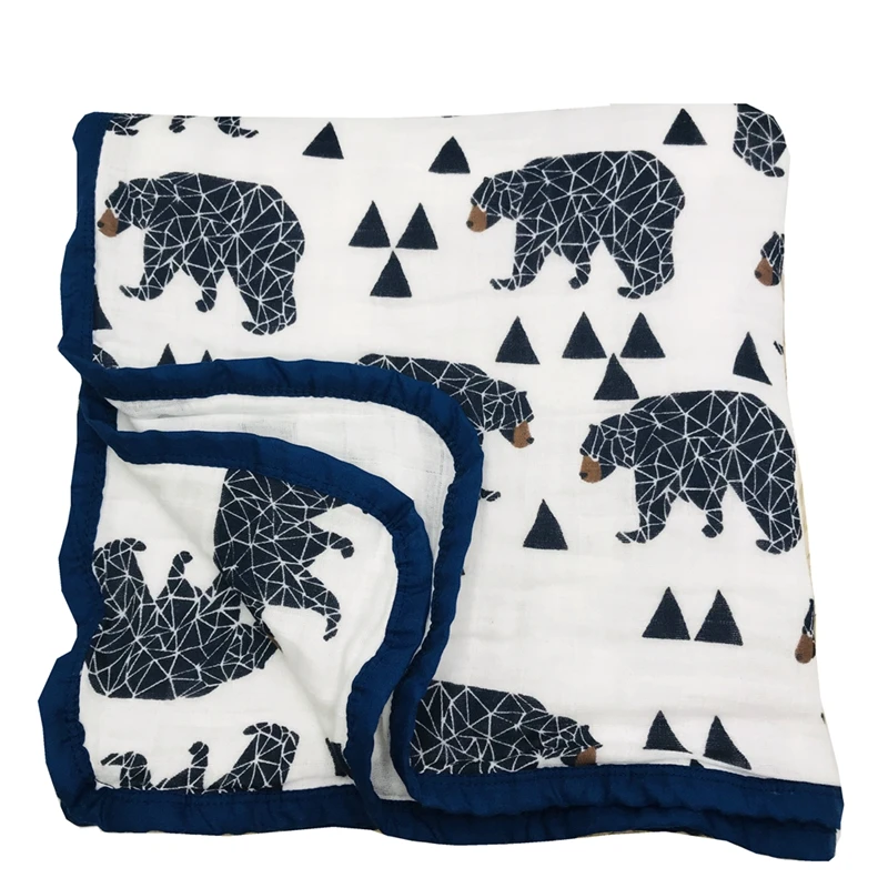 Одеяло из хлопка с четырьмя/шестью слоями, супер удобное Пеленальное Одеяло для новорожденных, детское муслиновое одеяло - Цвет: Four Layer 8