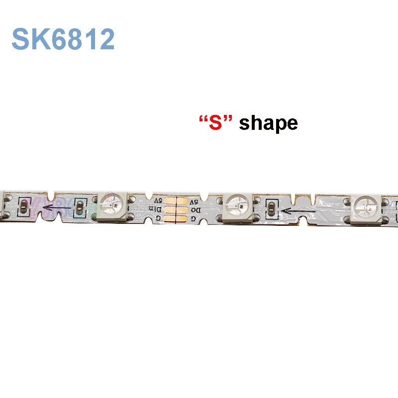 

5m/lot S type bendable SK6812 pixel LED strip Addressable RGB full color 48leds/m 60leds/m S shape Non waterproof 5V as WS2812B