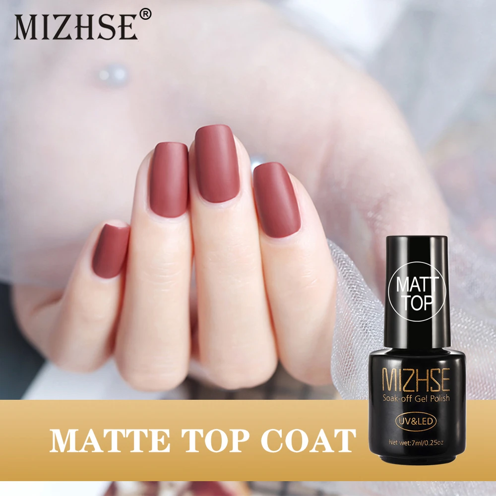 

MIZHSE Gel Polish UV LED Lamp Matt Top Coat For Manicure Soak Off UV Nail Gel Polish Tips Soak Off Long Last Nail Top Art