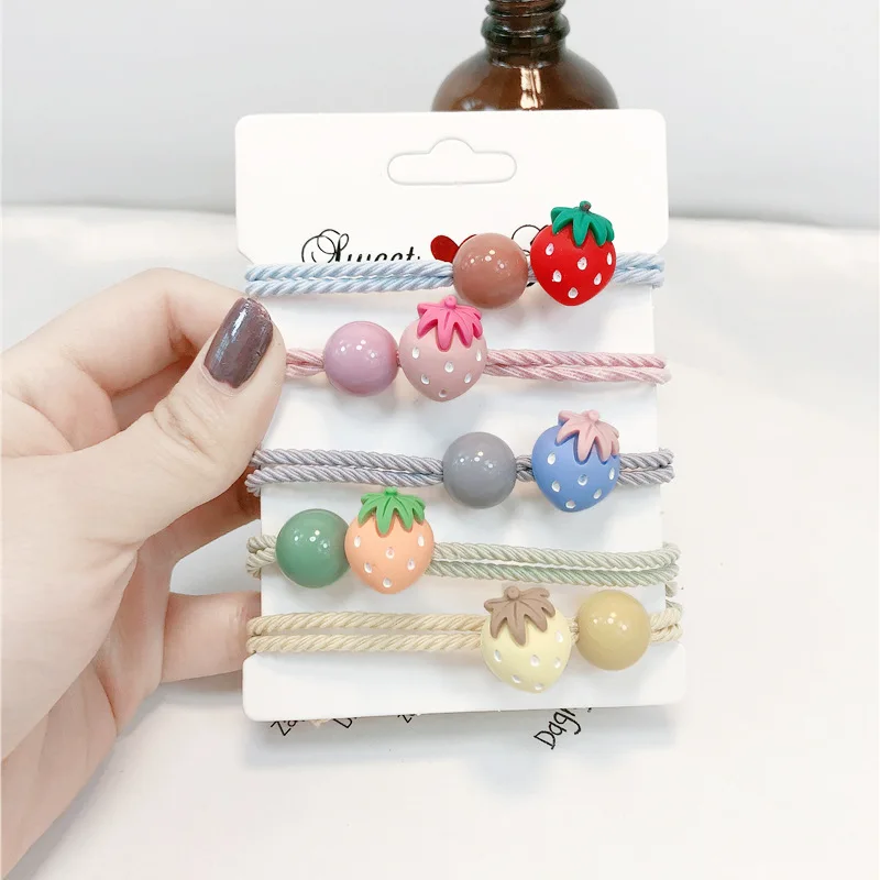 

Korean Strawberry Elegant Scrunchies Women Girls Candy Color Elastic Hair Rubber Band Accessories Tie Hair Ring Rope Headdress
