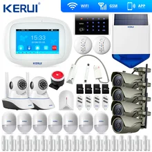 KERUI K52 4,3 дюймов TFT цветной экран Беспроводная охранная сигнализация wifi GSM Сигнализация приложение Управление клавиатура wifi камера Солнечная Сирена