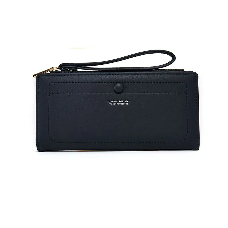 

2019 New Fashion Designer Women Long Purse Bag Untra Thin Fold Wallet With Wrist Strap Large Capacity Female Credit Cards Holder