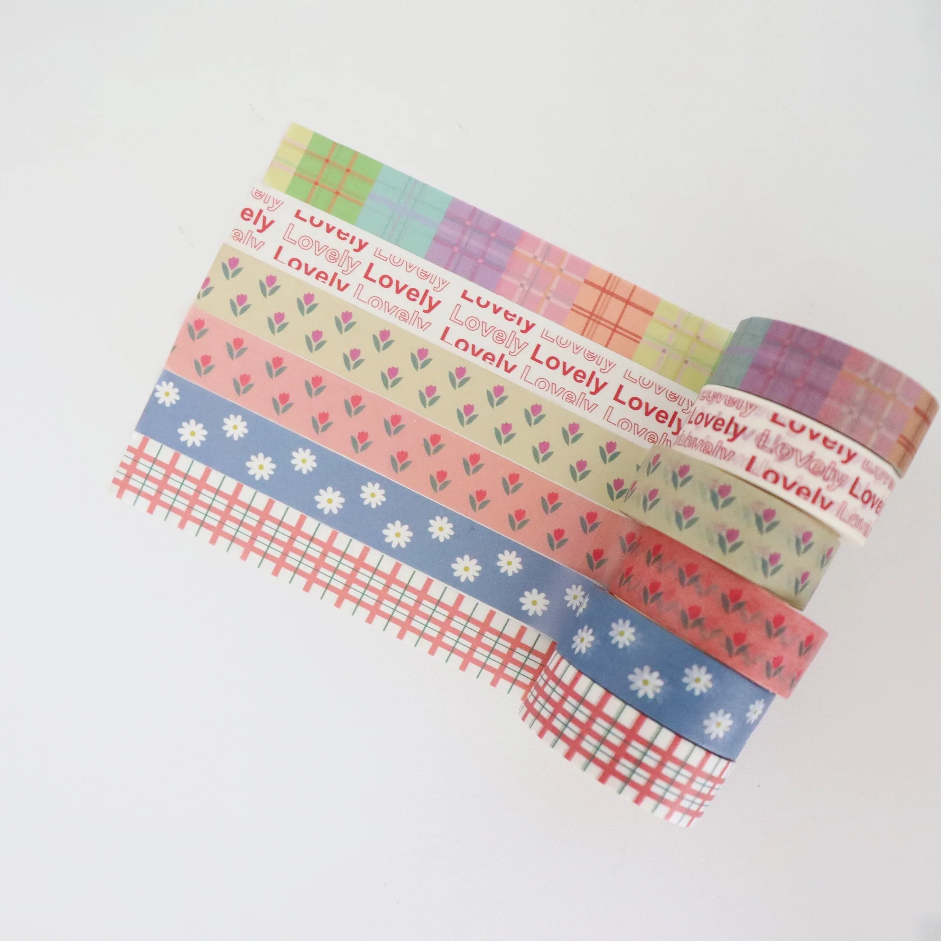 Descuento Washi Tape-pegatina de cuadros de tulipán coreano, cinta de bricolaje para álbum de recortes, decoración de cuentas de mano, cinta Original para decoración de oficina lbQKMlq7gNE