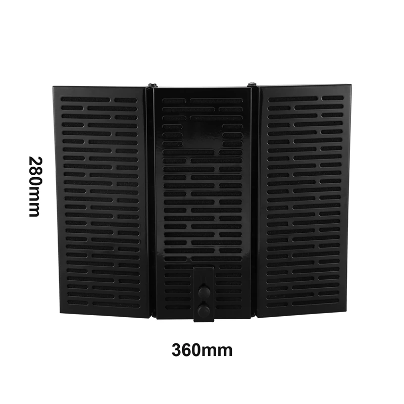 Black Foldable Microphone Isolation Shield, Adjustable Studio Recording Studio Isolator Foam Acoustic Panels Noise-Absorbing