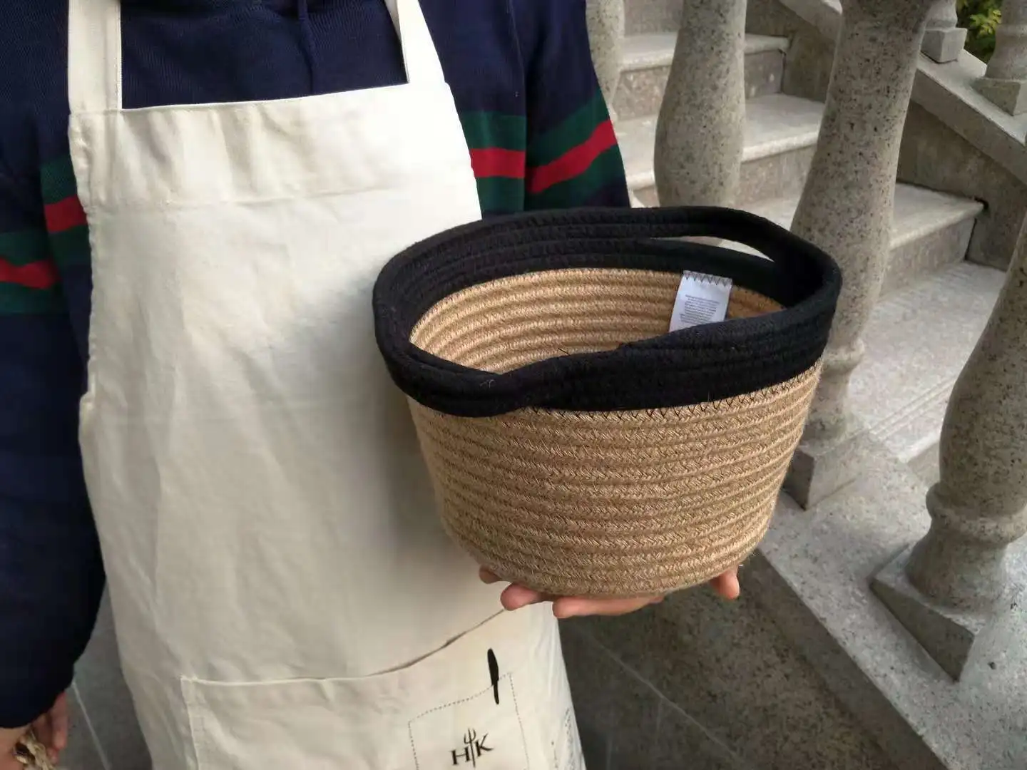 New Products Northern European-Style Flax Material Handmade Weaved Storage Basket Storage Box