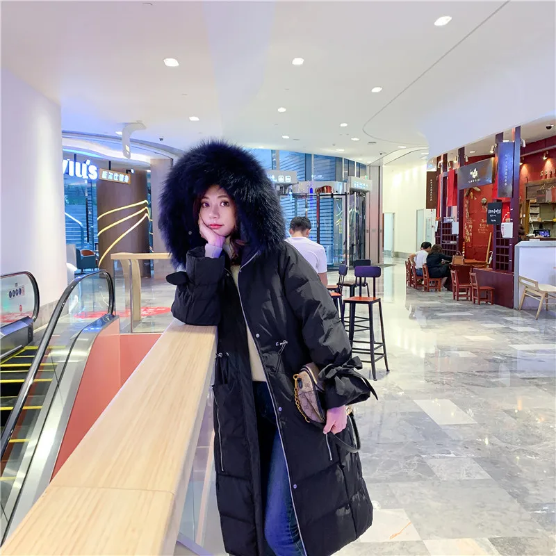 X-Long, женские пуховики, куртки, пальто,, зимнее новое пальто, толстый большой мех, женские длинные пуховики, тонкие зимние куртки - Цвет: b