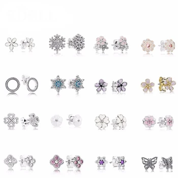 

KAKANY 2019 new standard popular sterling charm genuine original snowflake sparkling gems fashion charm earrings