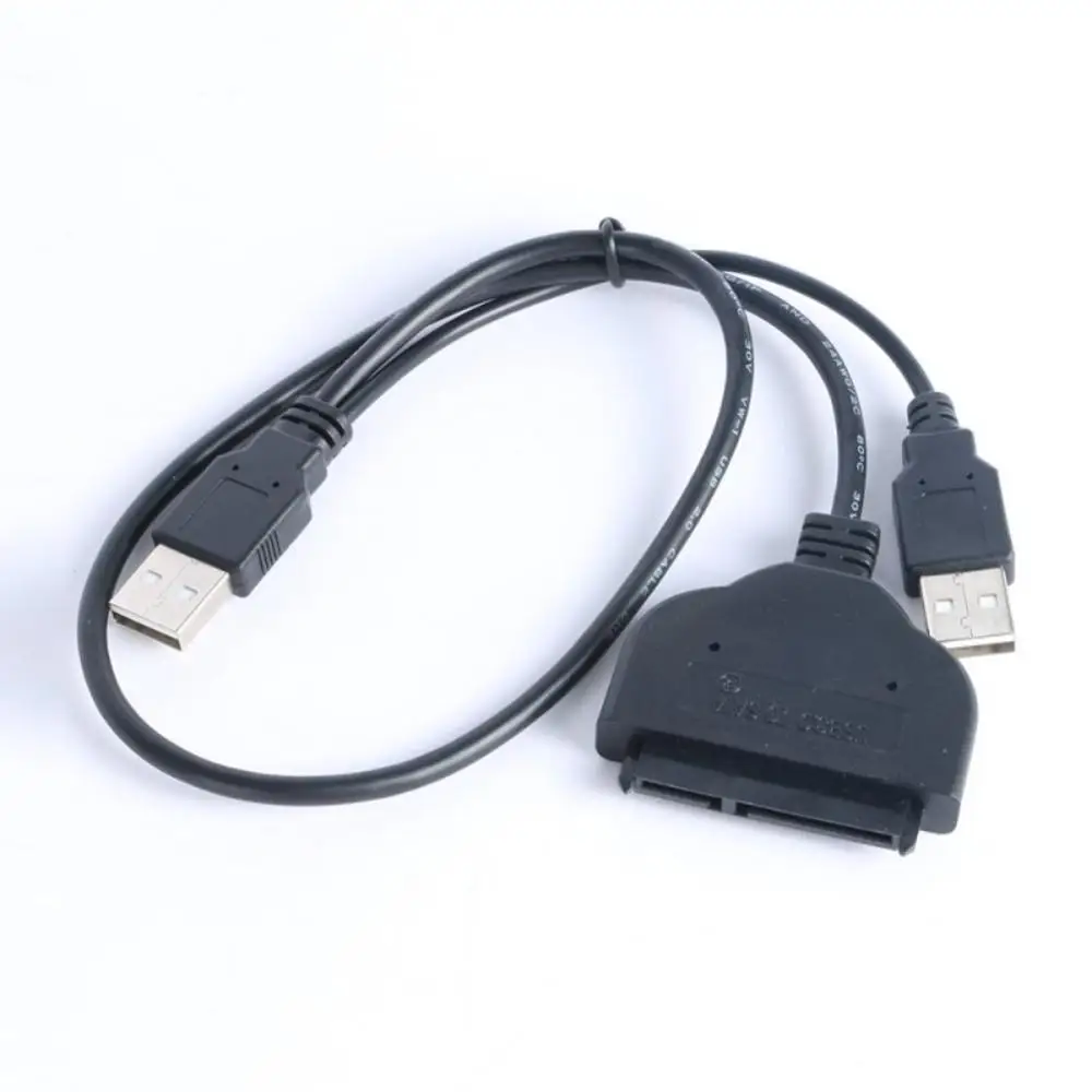 Черный EDAL двойной USB 2,0 для SATA адаптер 22 Pin данных usb-кабель питания адаптер простой диск шнур для 2,5 дюймовый HDD SSD - Цвет: Черный