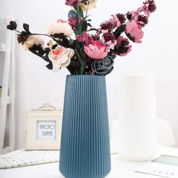 

Plastic Vase Blue Imitation Ceramic Flower Pot Flower Basket Decoration Vases for Flowers Home Decoration Nordic Flower Vase