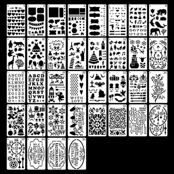 

36pcs/set Journal Drawing Template Stencil Painting Embossing Scrapbooking DIY U1JA