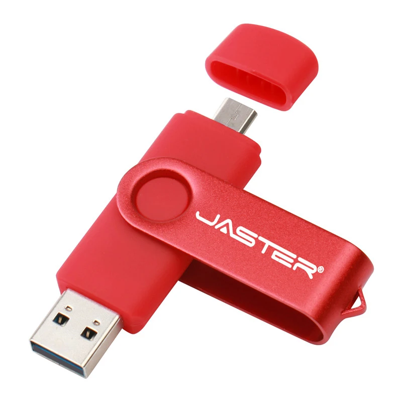 JASTER флеш-накопитель OTG с поворотом, флеш-накопитель 32 ГБ, 16 ГБ, 64 ГБ, USB флеш-накопитель для телефона android, планшета, ПК, ноутбука, реальная емкость - Color: Red