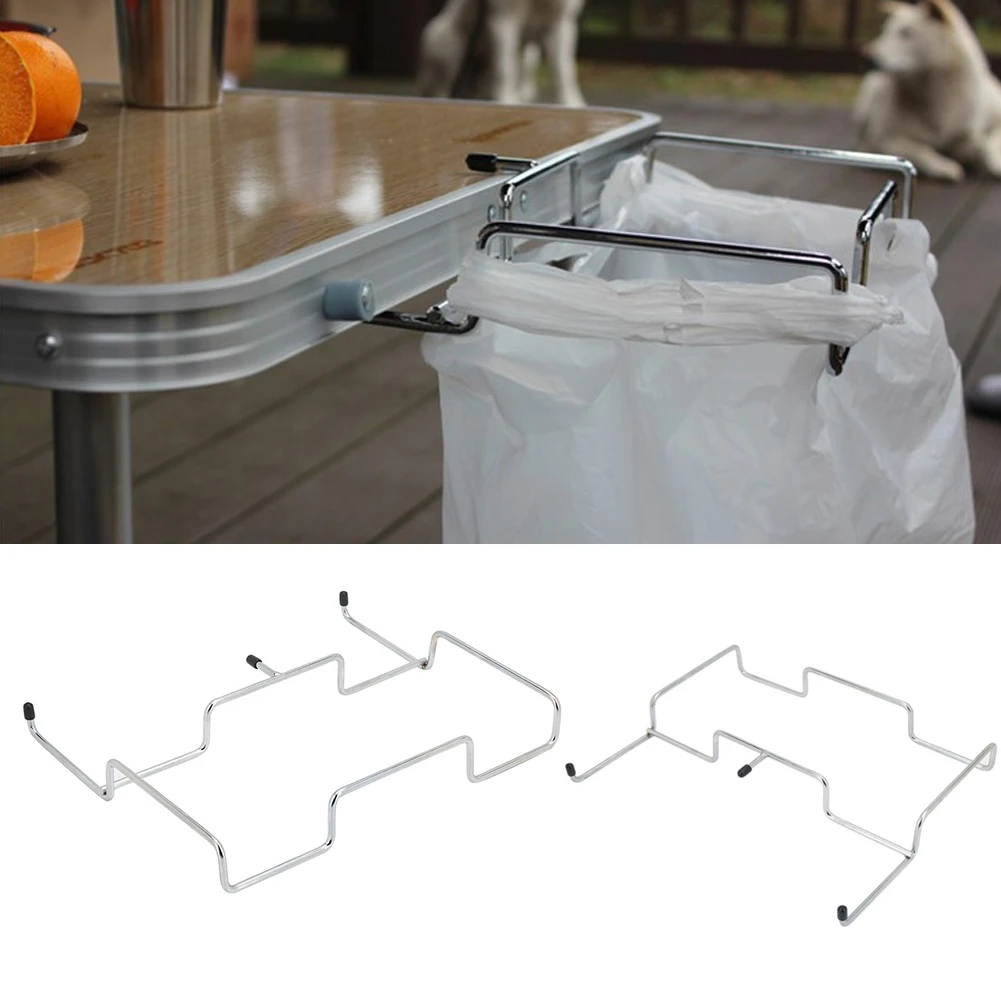 Metal Garbage Bag Holder Outdoor Camp Iron Trash Bracket Dustbin Cage Hanging Cabinet Table Storage Rack Kitchen | Спорт и