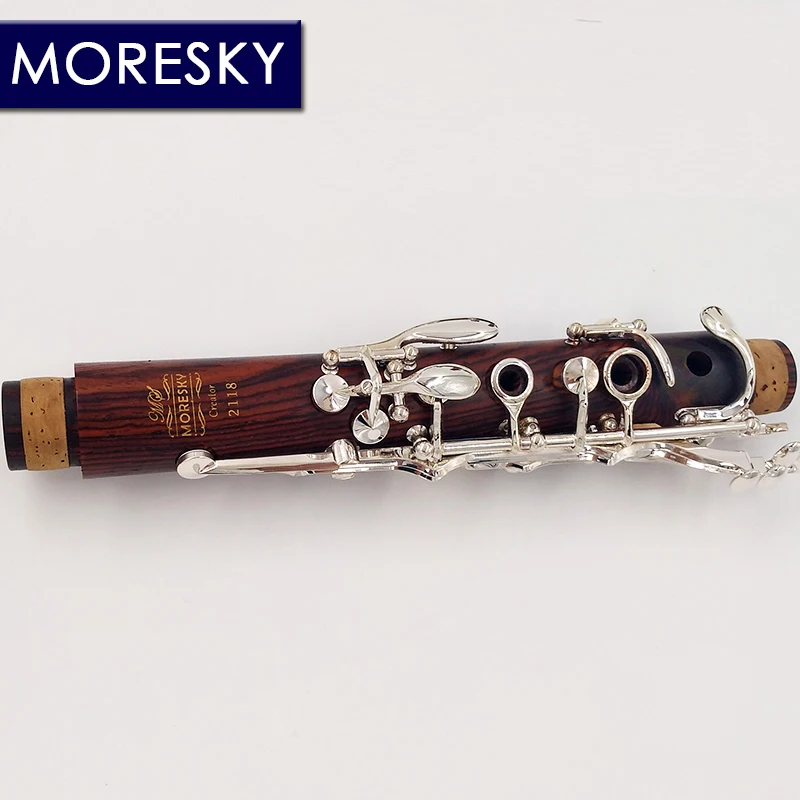 MORESKY Professional Dalbergia retusa/cocobollo Clarinet bB18 Key Silver plated Solid wood beautiful clarinet