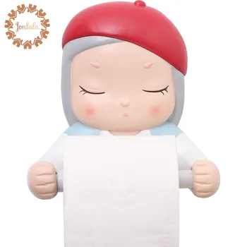 

Resin Paper Holder Toilet Cartoon Cute Girl Angel Bathroom Decorative Paper Dispenser Creative Towel Toilet Paper Holder