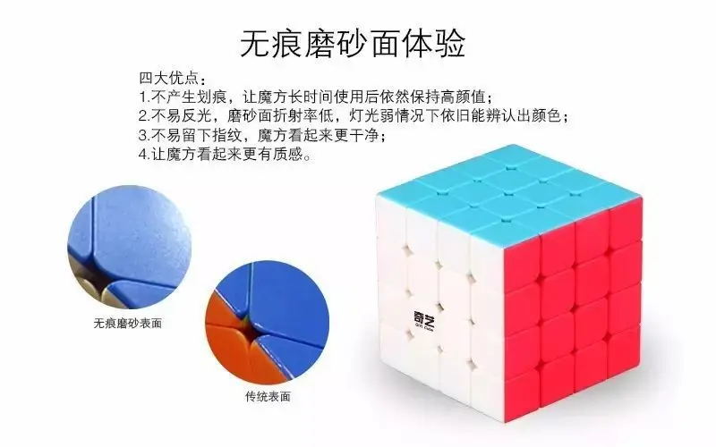 

XMD Qiyuan's Four Order Magic Cube Hole-Adhesive Paper Solid Color Game Only Rubik's Cube Customizable Educational 80 + Gift