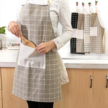 

1PC Cleaning Apron High-quality Cotton Fabric Adjustable Large Pockets Storage Home Work Clothes Kitchen Cooking Baking Supplies