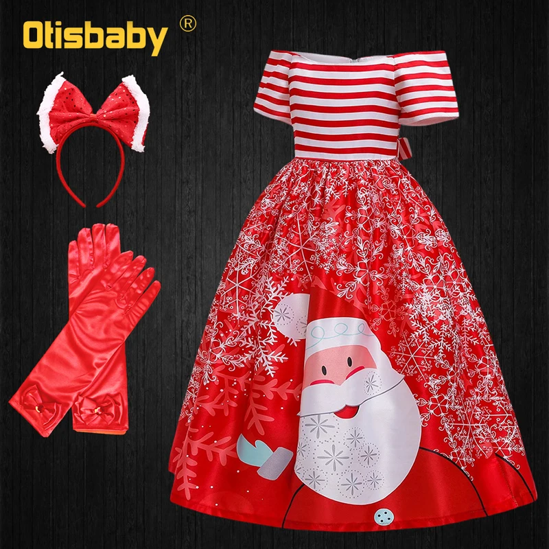 SD056 Red Set Нарядное длинное рождественское платье для девочек, одежда для девочек, новогодние вечерние платья Феи Санта Клауса, элегантный Детский костюм - Цвет: SD056 Red Set