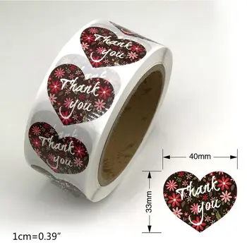 

600 Pcs/1 Roll Elegant Wreath Flowers "Thank you" Letters Print Label Stickers Craft Per Roll Stationery Adhesive Label