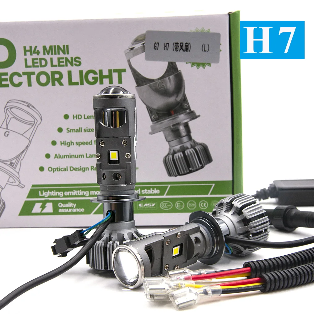 US $34.49 H7 H4 mini Projector Lens For Automobile Motorcycle High Low Beam LED Conversion Kit Lamp Cut line Headlight 12V24V 5500K