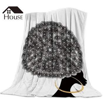 

African Black Women Throw Blanket Soft Comfortable Velvet Plush Blankets Warm Sofa Bed Sheets