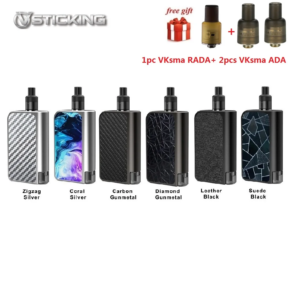 

Original Vsticking VKsma vape kit 1400mah battery 0.3ohm coils Electronic Cigarette Two Auto Driping Atomizers TC Kit Vaporizer
