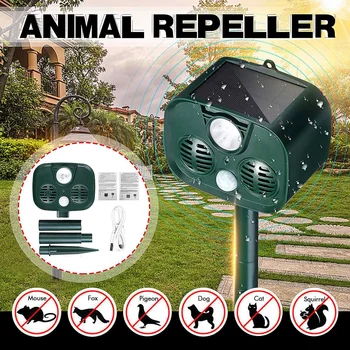 

Outdoor Solar Ultrasonic Animal Control Garden Use Flashing Bats Birds Dogs Cats Repeller Repellent Keep Animals Away
