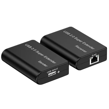 

FFYY-USB Splitter 1X4 USB2.0 to RG45 Extender 100 Meters Network Extender Adapter for (US Plug)