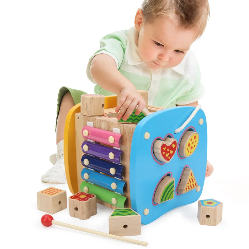  Multi-function Shape Box Toy Contains Xylophone Abacus Assembly Building Blocks Baby Early Head Sta