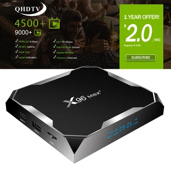 

Android 9.0 X96 Max plus Smart TV Box Amlogic S905X3 1 Year QHDTV IPTV Subscription Set Top Box RU ES FR Fast shipping
