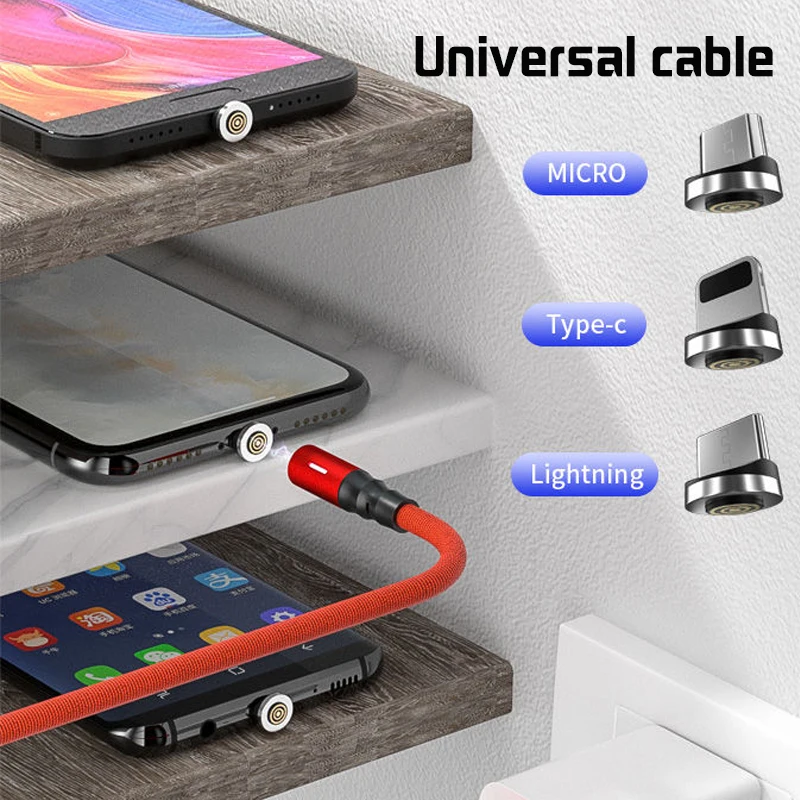 Магнитный зарядный кабель 3A, быстрая зарядка, Micro USB кабель, usb type C для samsung, huawei, Xiaomi, Honor, iPhone, магнитный шнур для зарядки
