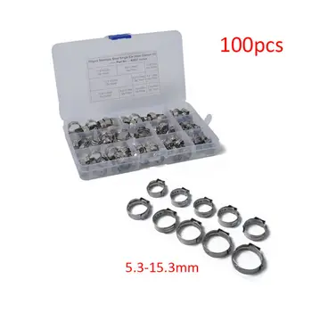 

Round Hose Clamps Hydraulic Equipment Tool Accessories 100pcs 5.3-15.3mm