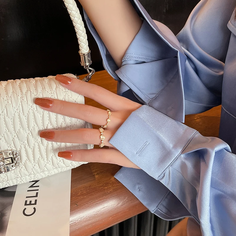 여자를위한 달콤한 하트 모양의 오팔 지르콘 골드 컬러 오픈 반지 2025 한국어 패션 주얼리 소녀의 손가락 우아한 액세서리