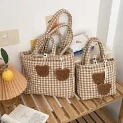 Sac à main ours mignon pour maman, grande capacité, sac à bandoulière simple, Design à carreaux marron, nouveaux arrivages, automne et hiver 