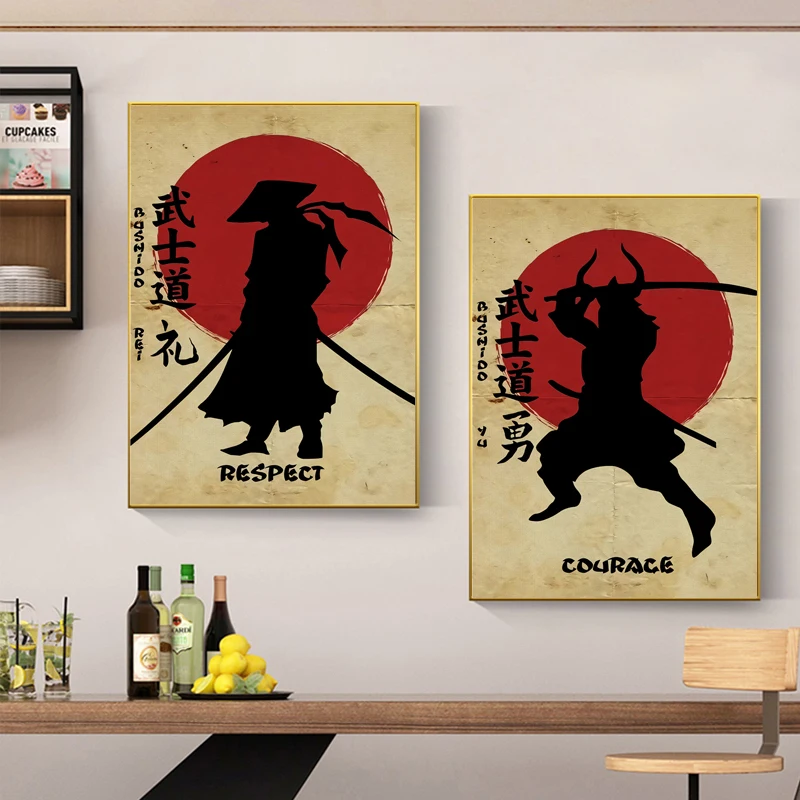 Бусидо уважает холст картины на стенах ретро-постеры декоративные настенные