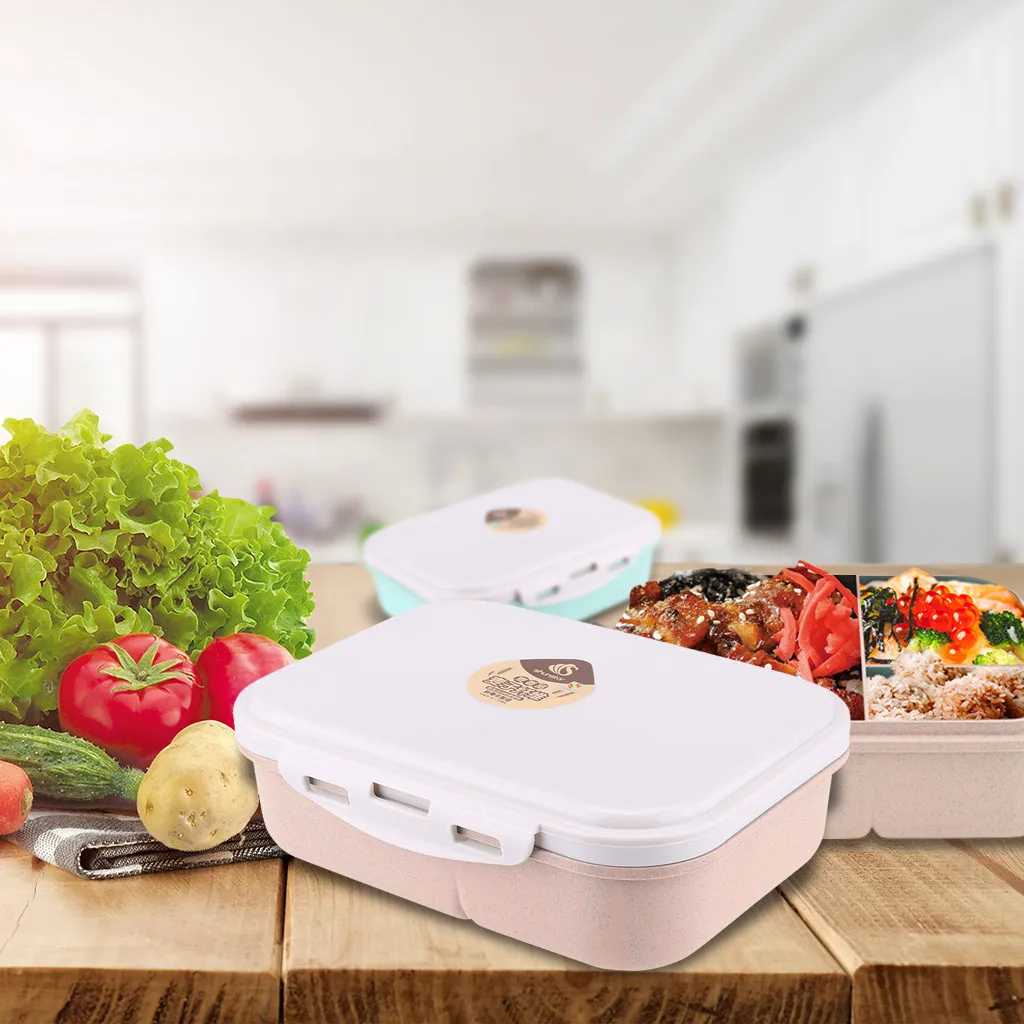 

shunstar Lunch Box On-the-Go Meal Snack Packing 3 Compartment Lunchbox Container