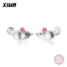 925 пробы серебряные серьги-гвоздики для женщин, маленькое крошечное животное, крыса, серьги «Микки Маус» для детей девочек, корейские минималистичные серьги