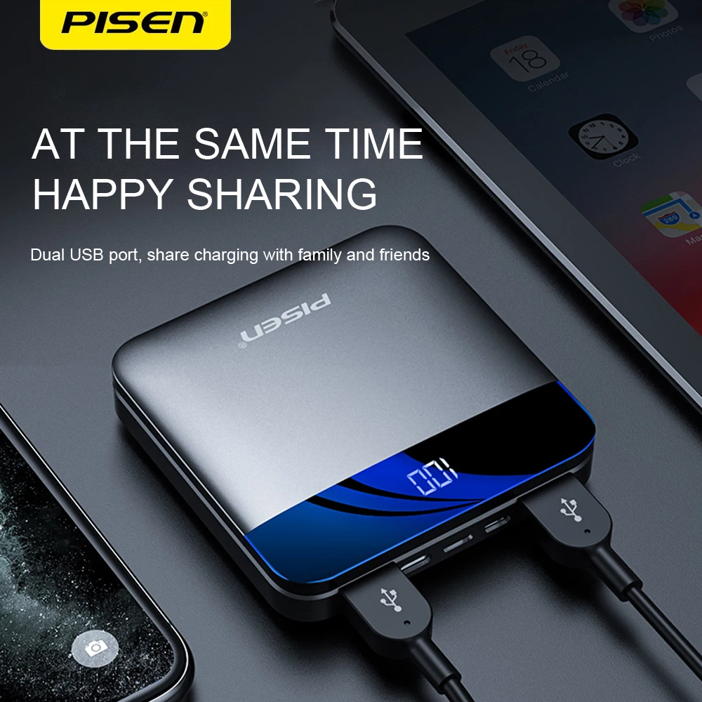 

PISEN USB LED powerbank 10000mAh power bank fast charge Poverbank power bank batterie externe For Xiaomi mi Iphone Samsung