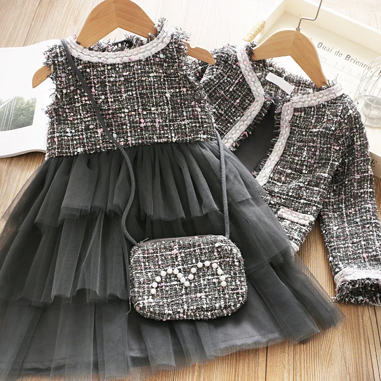 

Girls Korean-style Graceful Set Western Style 2019 Baby Autumn Children's Network Red Coat Vest Skirt Two-Piece Set