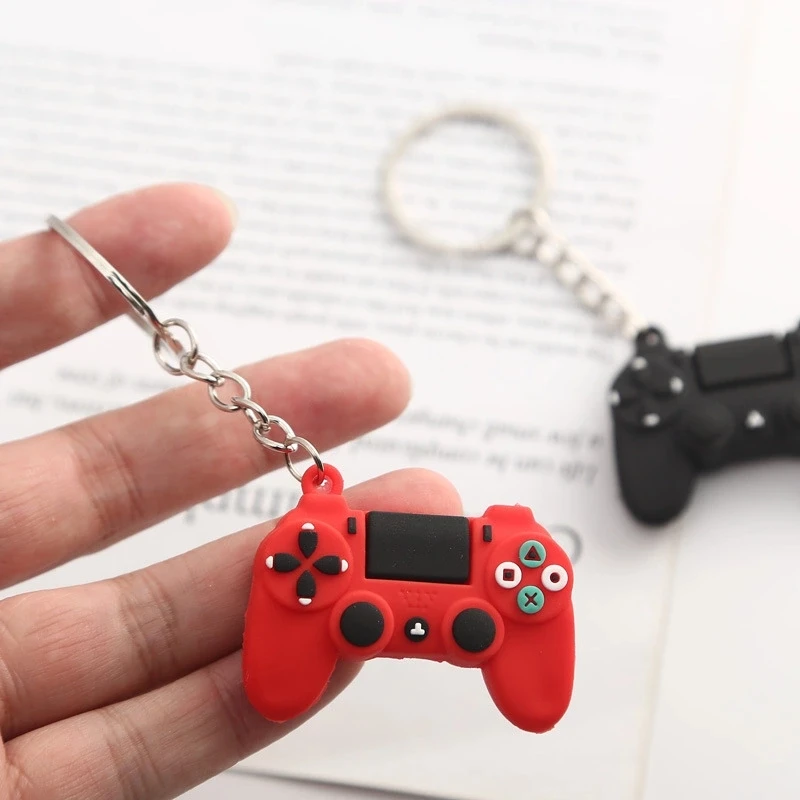 Mini Game Controller Keychain Portable PVC Soft Rubber Game Console Key Ring Hanging Backpack Pendant New Year Christmas Gift